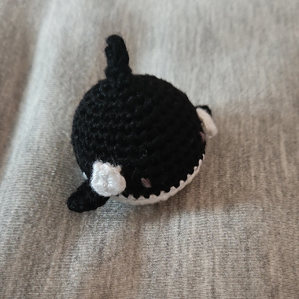 Black and White Crochet Whale Plush